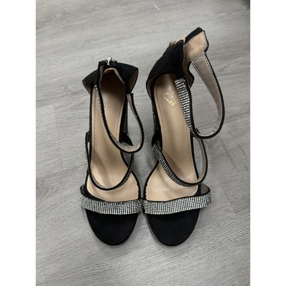 Sugar Style 13 Black Stiletto Rhinestone Heel Sz 7.5